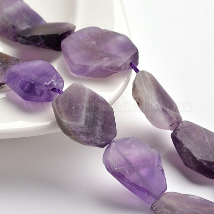 Nuggets Natural Frosted Amethyst Bead Strands G-N0156-01B-1
