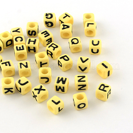 Letter Style Opaque Acrylic European Beads OPDL-S076-06-1