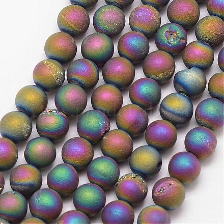 Electroplated Natural Agate Bead Strands G-K168-6mm-L2-08-1