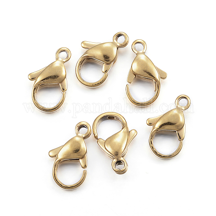 Vacuum Plating 304 Stainless Steel Lobster Claw Clasps X-STAS-H352-01E-G-1