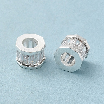 Placage en rack laiton micro pavé de zircone cubique perles européennes KK-F866-09S-1