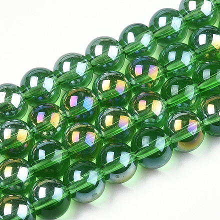 Electroplate transparentes abalorios de vidrio hebras GLAA-T032-T8mm-AB07-1