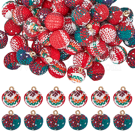 SUPERFINDINGS 64Pcs 2 Colors Cotton Covered Aluminum Fabric Pendants FIND-FH0003-95-1