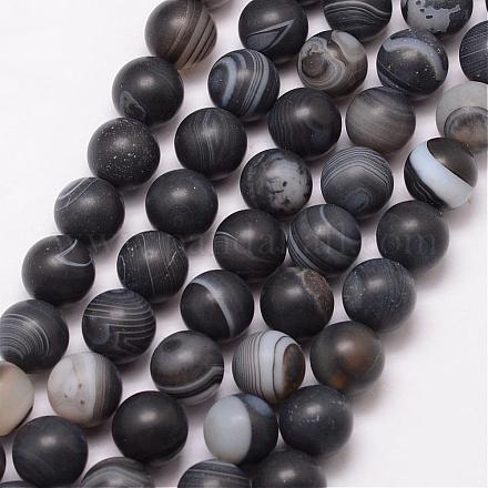 Agata a strisce naturali / fili di perle di agata fasciate G-K166-12-6mm-03-1