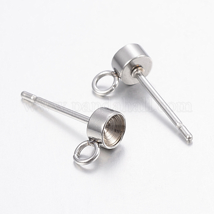 304 Stainless Steel Stud Earring Findings STAS-E149-01P-1