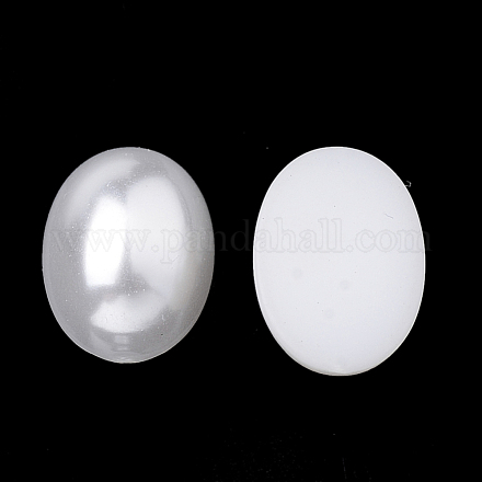 環境に優しいプラスチック製の模造パールカボション  高い光沢  グレードA  オーバル  ホワイト  9.5~10x7.5~8x4mm MACR-S283-01C-27-1