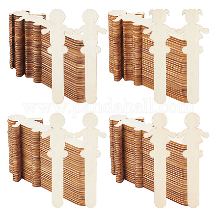OLYCRAFT 120pcs Unfinished People Shaped Craft Sticks Natural Wood People Sticks 5.5 Inch High Creativity Wooden Sticks Blank Wood Cutouts Slices for DIY Painting Arts Craft Projects - 4 Styles WOOD-OC0002-98-1