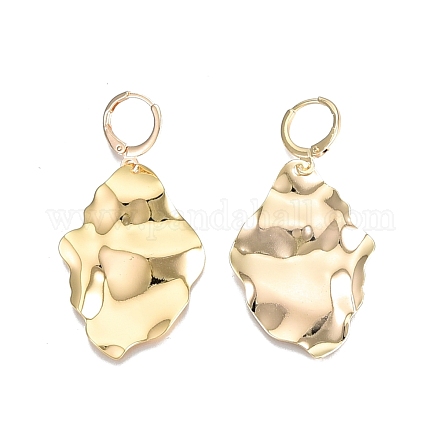 Boucles d'oreilles pendantes ovales en laiton torsadées pour femmes EJEW-N012-56-1