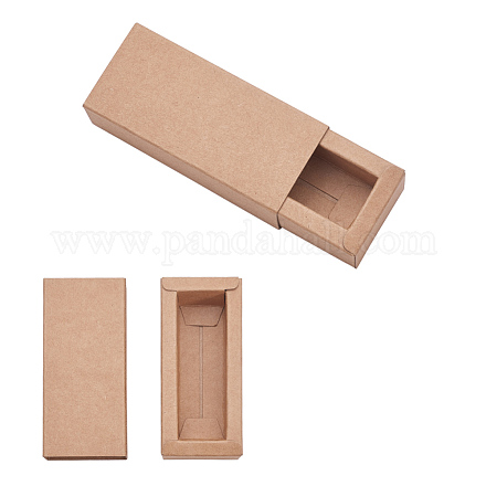クラフト紙引き出しボックス  折りたたみボックス  引き出しボックス  長方形  バリーウッド  完成品：9.5x4cm  内寸：8x2.5x2.5cm  24個/セット CON-YW0001-02A-A-1