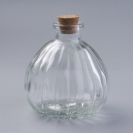 ガラスボトルビーズ瓶保存容器  コルク栓付き  ウィッシングボトル  透明  10.2x8.7cm X-AJEW-WH0032-02-1
