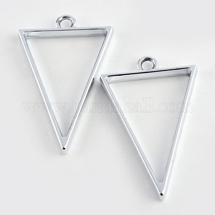 Rack Plating Alloy Triangle Open Back Bezel Pendants PALLOY-S047-09D-FF-1