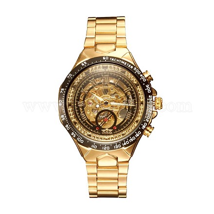 合金の腕時計ヘッド機械式時計  ステンレス製の時計バンド付き  ゴールドカラー  220x18mm  ウォッチヘッド：57x47.5x17mm  ウオッチフェス：35mm WACH-L044-05G-1