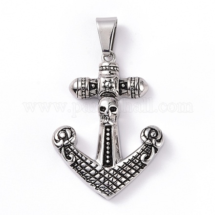 Anchor with Skull 304 Stainless Steel Big Pendants STAS-G265-02AS-1