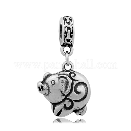 Pig 316 Stainless Steel European Dangle Charms STAS-O093-03-1