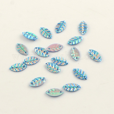 Accessoires ornement de perles de paillette feuilles de plastique X-PVC-Q025-17-1
