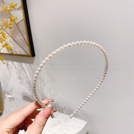 Cintas para el pelo de perlas de imitación de plástico OHAR-PW0007-19A-1