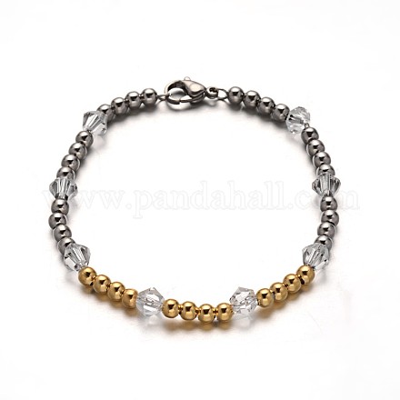 304 Stainless Steel Beaded Bracelets X-BJEW-E266-01C-1