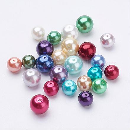 Fili di perle rotonde di perle di vetro tinto ecologico HY-X0006-8-10mm-1