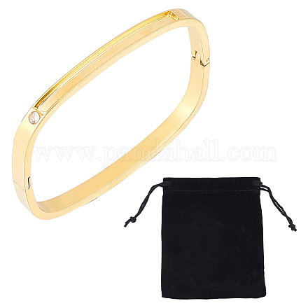 Unicraftale 1pc bracelet à charnière rectangle en zircone cubique transparente BJEW-UN0001-37G-1