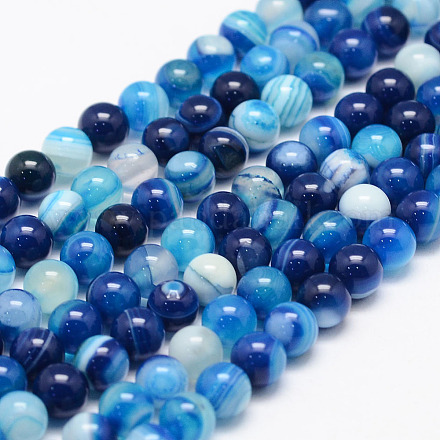 Chapelets de perles en agate rayée naturelle/agate à bandes G-K155-B-6mm-02-1