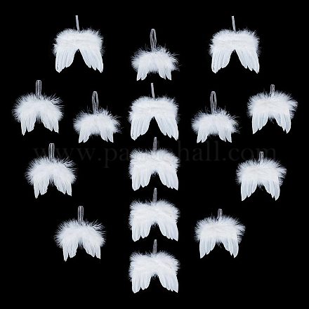 Ahadermaker 15 個 5 スタイルの羽の翼ペンダント装飾  クリスマスツリーの装飾用  ホワイト  120~200mm  3個/スタイル FIND-GA0003-03B-1