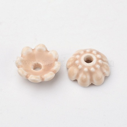 Handmade Porcelain Flower Bead Caps PORC-E010-07-1