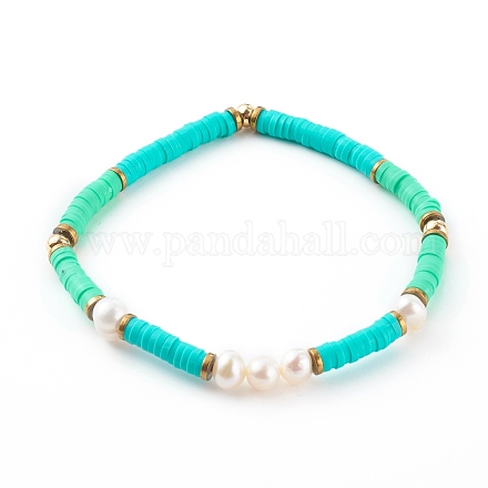 Bracelets extensibles en perles heishi en pâte polymère BJEW-JB06145-03-1