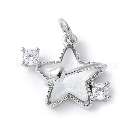 Подвески из латуни микропаве с фианитами и стеклом KK-F892-47P-01-1
