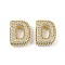 Brass Micro Pave Clear Cubic Zirconia Pendants, Letter D, 23.5x23x6.5mm, hole: 4x2mm