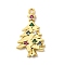 Christmas Brass Micro Pave Cubic Zirconia Pendants, Rack Plating, Long-Lasting Plated, Cadmium Free & Lead Free, Real 18K Gold Plated, Christmas Tree, 20.5x12x3mm, Hole: 1.2mm