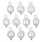 10Pcs Natural Freshwater Pearl Pendants, Potato Charms with Golden Plated Brass Loops, Floral White, 16~17x8~9x8~8.5mm, Hole: 2.5~3mm
