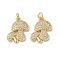 Brass Micro Pave Cubic Zirconia Pendants, Mushroom, with Jump Ring, Golden, 16x14x3mm