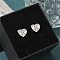 Rack Plating Brass Micro Pave Clear Cubic Zirconia Stud Earrings, Heart, Letter K, 8.5x9.5mm