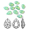 Faceted Teardrop K9 Glass Rhinestone Cabochons, Grade A, Pointed Back & Back Plated, Pacific Opal, 18x13x6mm