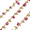 Handmade Brass Nuggets Link Chains, with Glass Beads & Spool, Long-Lasting Plated, Rack Plating, Soldered, Lead Free & Cadmium Free, Real 18K Gold Plated, Charm: 6.5x3mm