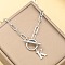 Stainless Steel Paperclip Chain Initial Necklaces with OT Clasps, Stainless Steel Color, Letter K, 18.11 inch(46cm)
