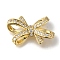 Rack Plating Brass Micro Pave Clear Cubic Zirconia Connector Charms, Bowknot Links, Long-Lasting Plated, Cadmium Free & Lead Free, Real 18K Gold Plated, 16x25x6.5mm, Hole: 2.5x6mm