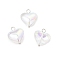 Glass Pendants, Heart, with Brass Loop, Golden, 17.5x15x6.5mm, Hole: 2.5mm