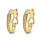 Brass Micro Pave Clear Cubic Zirconia Twister Clasps, Real 18K Gold Plated, 14.5x10x3mm, Inner Diameter: 10.8x6mm