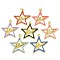 Rack Plating Brass Enamel Pendants, with Jump Ring, Long-Lasting Plated, Lead Free & Cadmium Free, Real 18K Gold Plated, Star with Word Love Pattern, Mixed Color, 37.5x34x2mm, Hole: 4mm