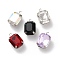 Rhinestone Pendants, with Brass Findings, Rectangle, Mixed Color, 13x8x5.5mm, Hole: 1.2mm