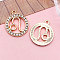 Zinc Alloy Crystal Rhinestone Pendants, Flat Round, Constellation, Light Gold, Leo, 21x18mm