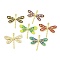 Rack Plating Brass Enamel Pendants, Long-Lasting Plated, Lead Free & Cadmium Free, Dragonfly Charms, Real 18K Gold Plated, Mixed Color, 23x26x2mm, Hole: 1.5mm