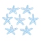 Transparent Resin Cabochons, Starfish, with Paillette/Sequins, Light Sky Blue, 32.5~33x41.5~43x9~10mm