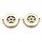 304 Stainless Steel Enamel Links Connectors, Laser Cut, Flat Round with Star, White, Golden, 14.5x18.5x2mm, Hole: 1.2mm