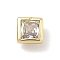 Square Brass Micro Pave Cubic Zirconia Cabochons, Rack Plating, Long-Lasting Plated, Lead Free & Cadmium Free, Real 18K Gold Plated, Clear, 5x5x3.5mm