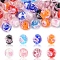 32Pcs 8 Colors Handmade Luminous Inner Flower Lampwork Beads, Round, Mixed Color, 8mm, Hole: 1mm, 4pcs/color