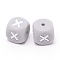 Silicone Beads, Cube with Letter.X, Gray, 12x12x12mm, Hole: 2mm