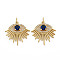 Brass Micro Pave Cubic Zirconia Pendants, Enamel, with Jump Rings, Nickel Free, Eye, Real 16K Gold Plated, 22x22x4mm, Jump Ring: 5x1mm, 3mm inner diameter