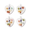 Heart Natural Freshwater Shell Pendants, with Resin & ABS Plastic Imitation Pearl Colorful Flower and Copper Wire Loops, Platinum, 31.5x27~28x8.5mm, Hole: 3mm